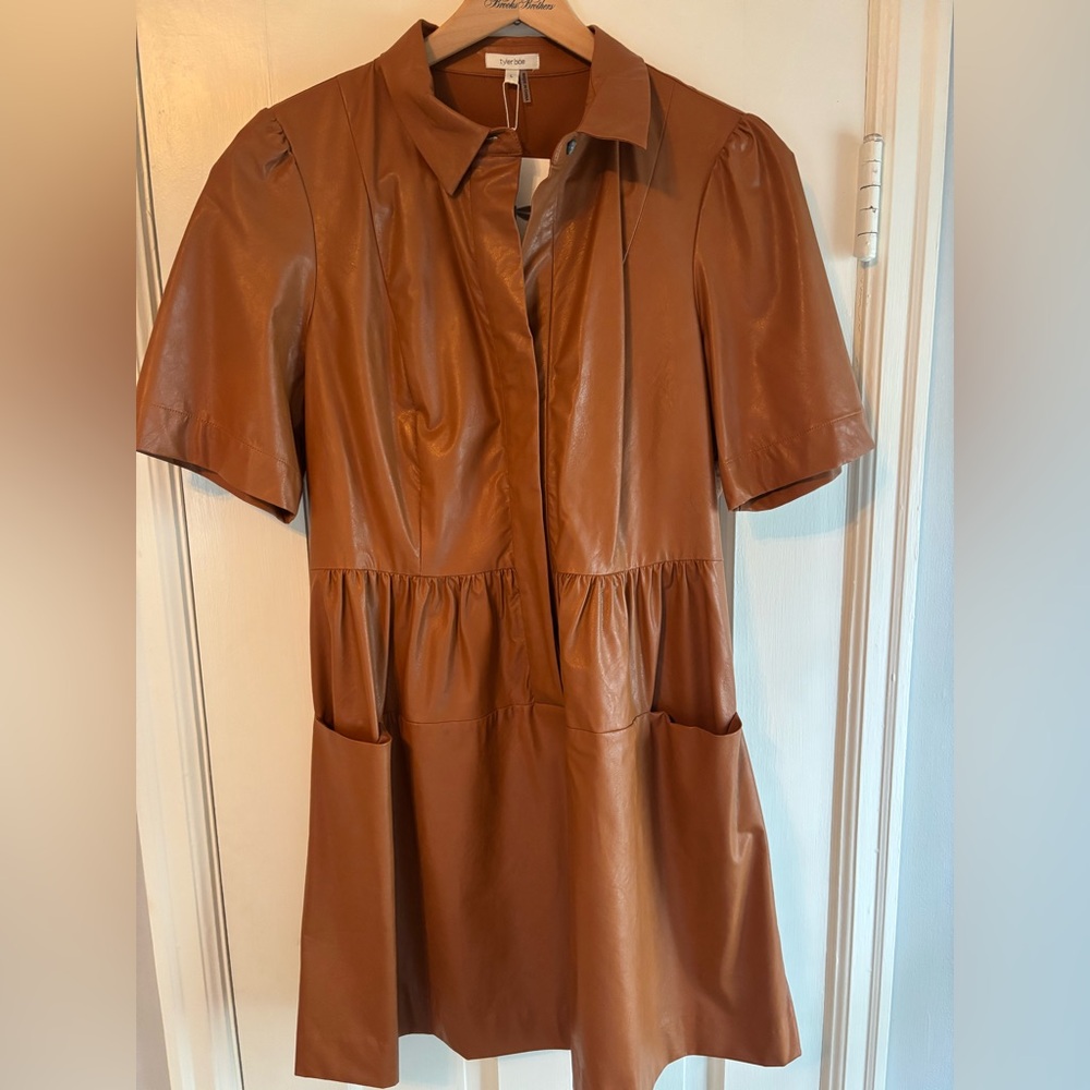 Tyler Boe Tan Short Sleeve Mini Dress